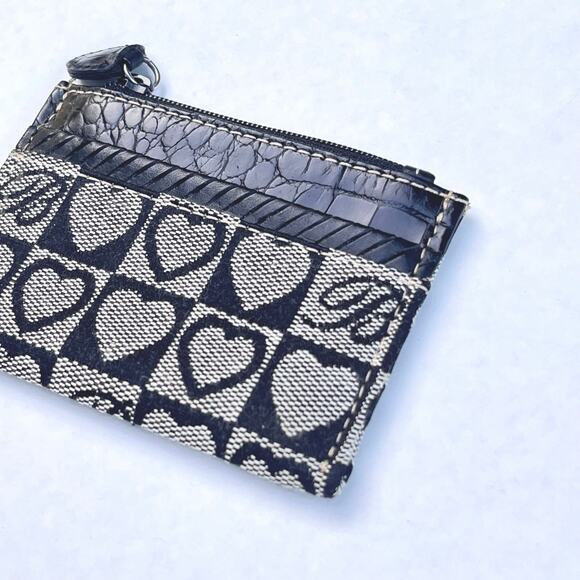 Brighton Black & White Checkered Heart Card Case Wallet - Picture 4 of 7